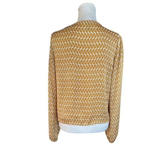 Forever 21 Chevron Print Long Sleeve Y2k Blouse Lace Up Size M Elastic Cuff - Picture 5 of 11